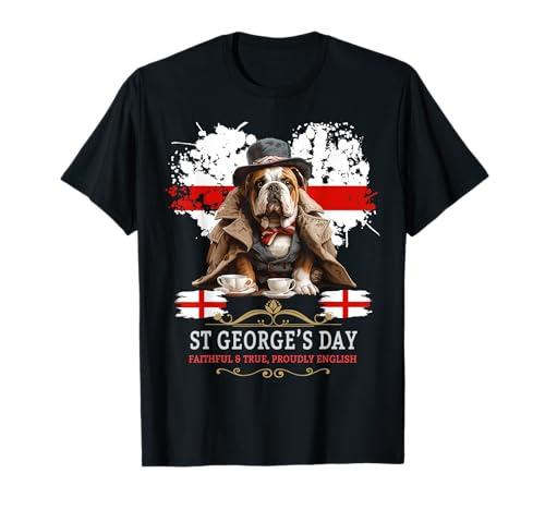 St Georges Day British Bulldog Idea For Women & English Flag T-Shirt