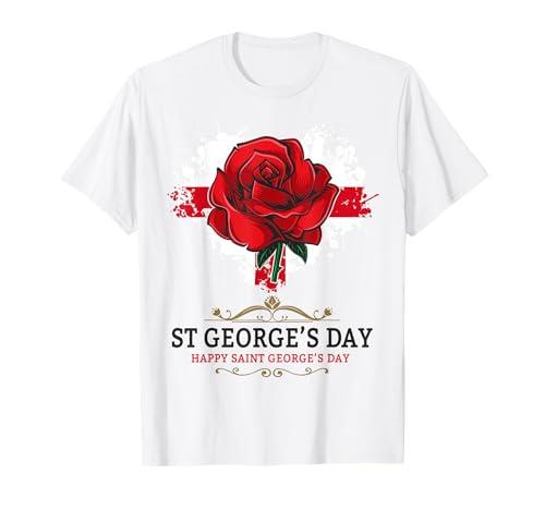 St Georges Day Outfit Idea For Kids With Rose & English Flag T-Shirt