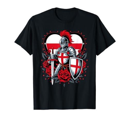 St Georges Day Costume Idea Kids Women English Flag Rose T-Shirt