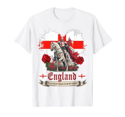 St Georges Day England Idea For Women & English Flag Heart T-Shirt