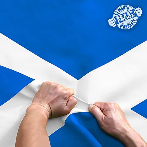 Rip-Proof Technology Double Sided 3-Ply Scotland Flag 3x5 Foot - Vivid Color, Canvas Header and Wrinkle Resistant - The Strongest, Longest Lasting Scottish National Flags 3 X 5 Ft