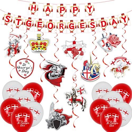 England St George's Day Decorations Happy St. George's Day Banners Bunting St George's Hanging Swrils Decor England Balloons St George's Day Party Home Decor Happy St. George's Day Streamers